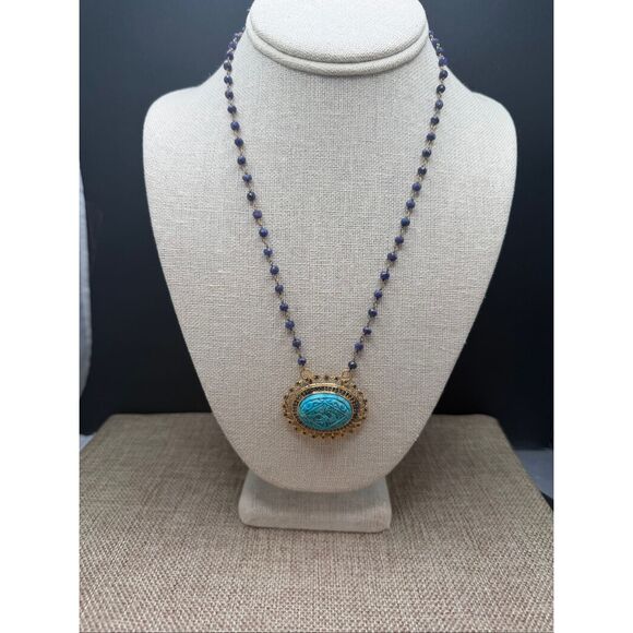 Rarities by Carol Brodie Turquoise & Blue Gemstone Pendant Necklace Collector’s - Picture 6 of 11